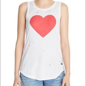 NWOT CHASER DISTRESSED TANK WITH HEART GRAPHIC